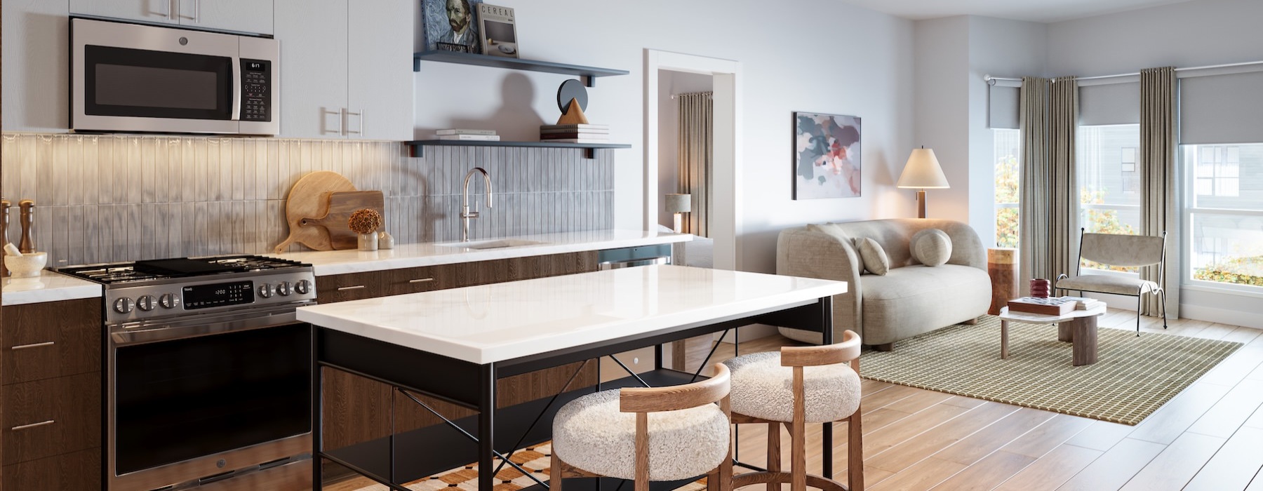 Well-lit kitchen with ample counter space