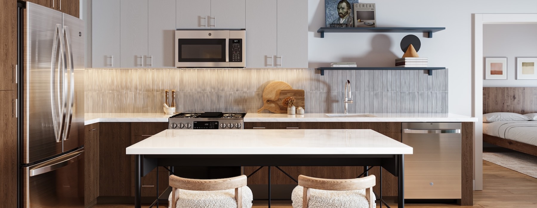 Well-lit kitchen with ample counter space
