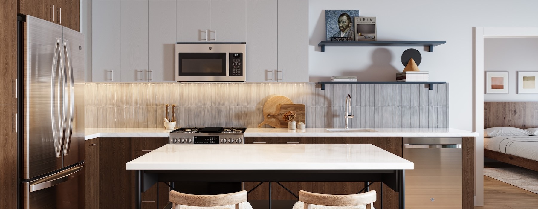Well-lit kitchen with ample counter space