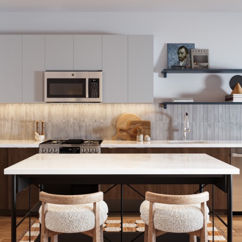 Well-lit kitchen with ample counter space