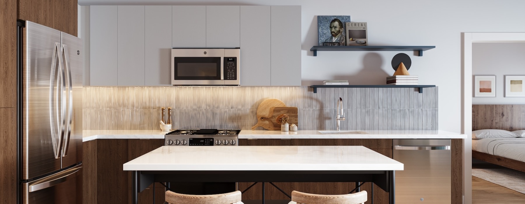 Well-lit kitchen with ample counter space