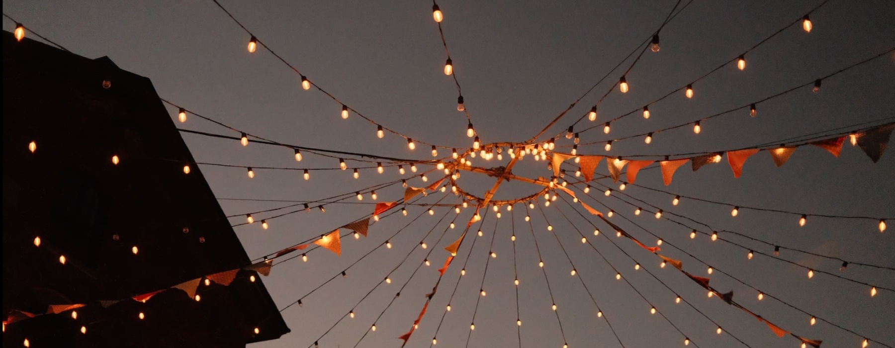 String lights at night